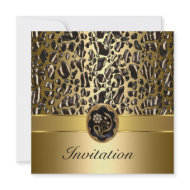 50th Birthday Wild Black Cream Gold jewel 3 invitation