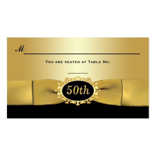 50th Black and Gold Reception Place Card Business Card Template (front side)