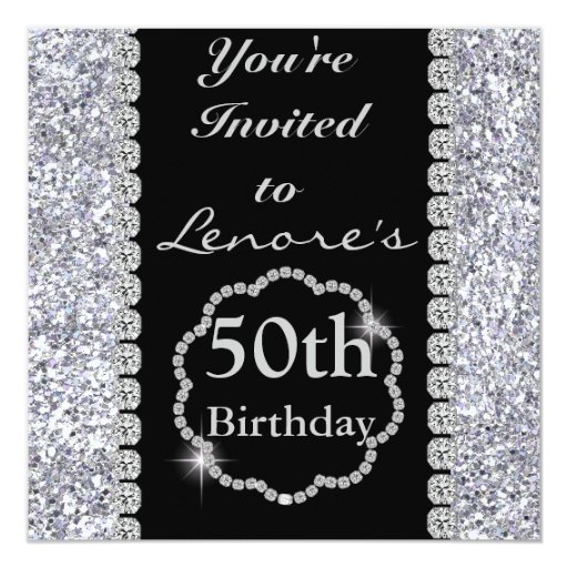 50th Bling Birthday Party Invitation Zazzle