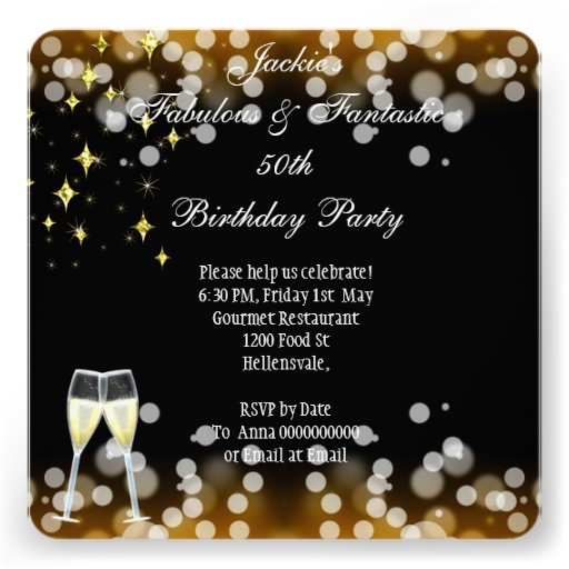50th Fabulous Gold Glitter High Heels Birthday Custom Announcements