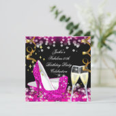 Th Fabulous Hot Pink Glitter High Heel Birthday Invitation Zazzle