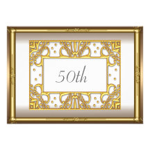 50th Gold Cream Birthday Party Gold Personalized Announcement