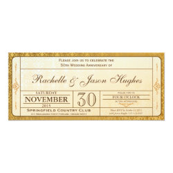 50th Gold Wedding Anniversary Invitation Ticket 4