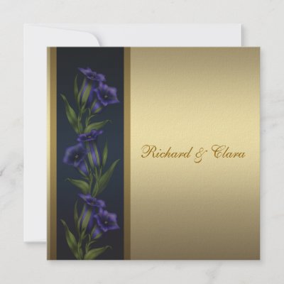 Elegant purple gentian crystal violet border gold 50th golden wedding 