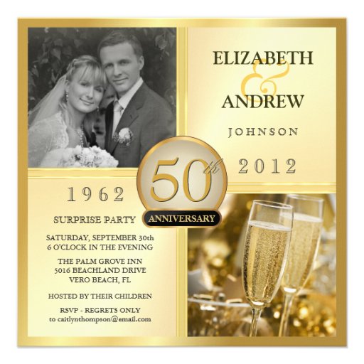 50th Golden Anniversary Surprise Party Invitations (front side)
