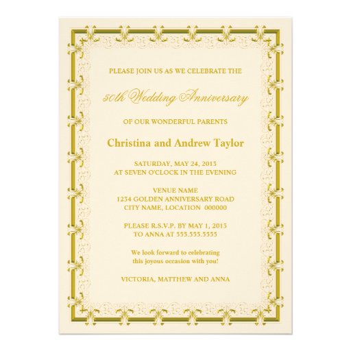 50th Golden Wedding Anniversary Celebration Photo Invitation