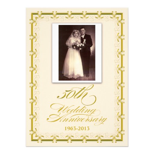 50th Golden Wedding Anniversary Celebration Photo Invitation