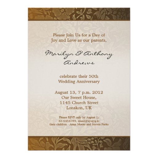 50th golden wedding anniversary damask invitations