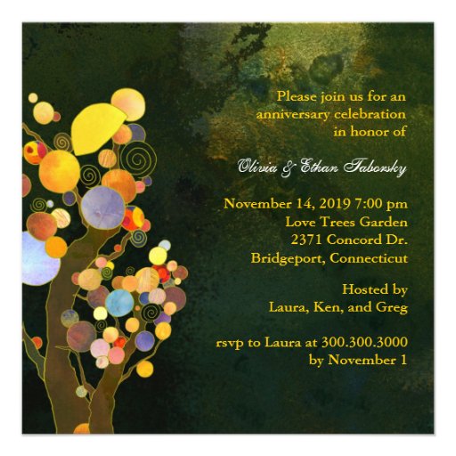 50th Golden Wedding Anniversary Invite: Love Trees