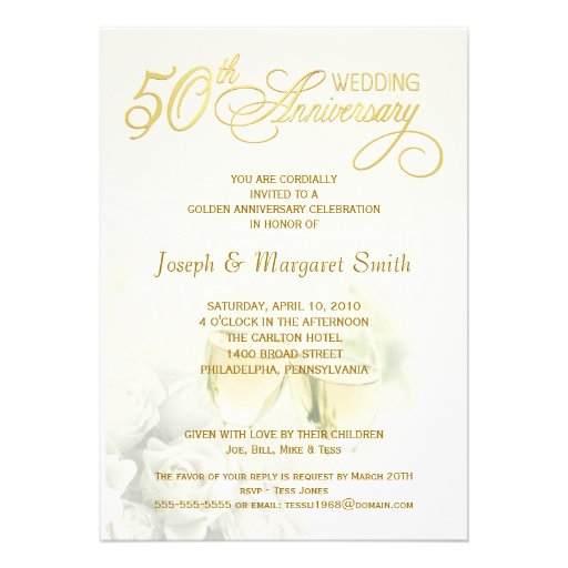 50th Golden Wedding Anniversary Party Invitations