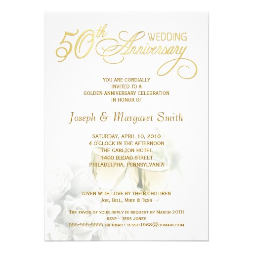 50th Golden Wedding Anniversary Party Invitations