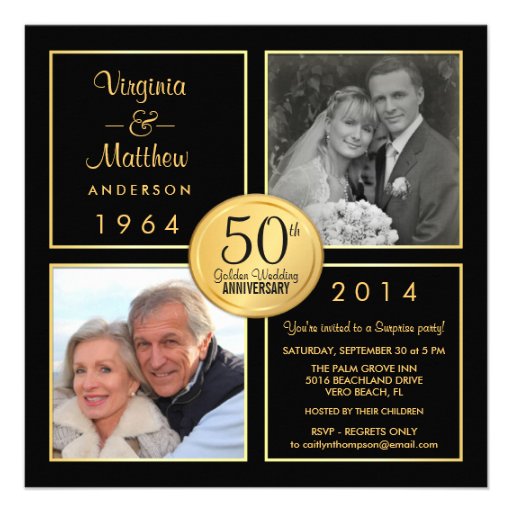 50th Golden Wedding Anniversary Surprise Party Personalized Invitation