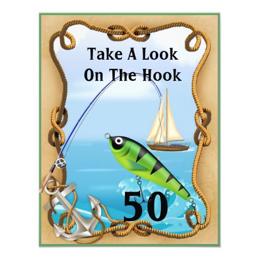 50th Mens Fishing Invitations TEMPLATE