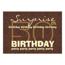 50th SUPRISE Birthday Chocolate and Gold W044A Custom Invitations
