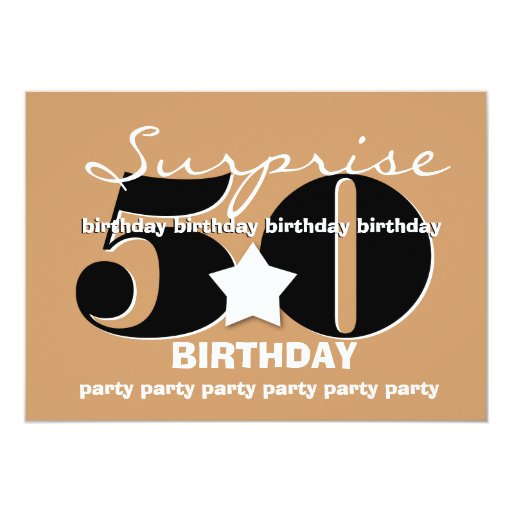 50th SUPRISE Birthday Party BIG NUMBER Template A5 Card | Zazzle