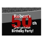 50th Surprise Birthday Black White Red W1920 Card