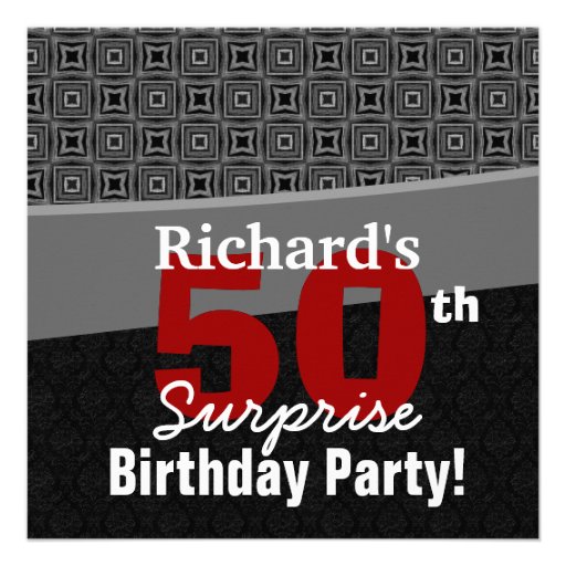 50th Surprise Birthday Black White Red Y329 Announcement