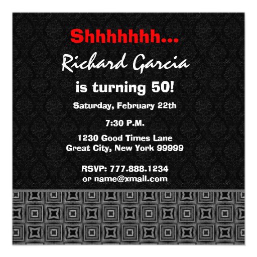50th Surprise Birthday Black White Red Y329 Announcement