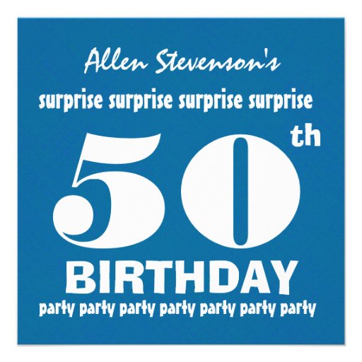 50th SURPRISE Birthday Party Blue White V02 Personalized Invitation