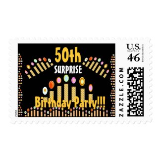 50th SURPRISE BIrthday Party - GOLD Candles stamp
