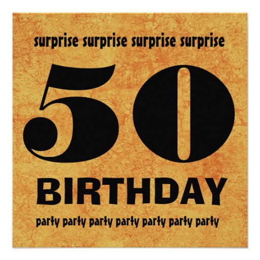 50th SURPRISE  Birthday Party Gold Grunge W1443A Invitations