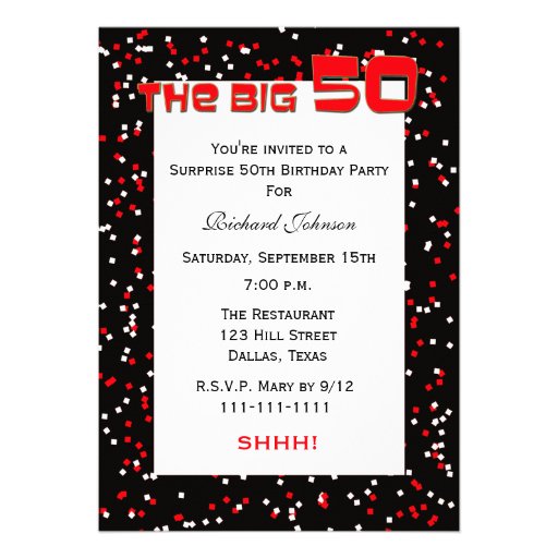 50th Surprise Birthday Party invitation - Confetti