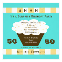 50th Surprise Birthday Party Invitation - Cupcake