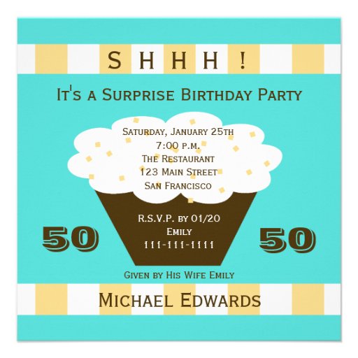 50th Surprise Birthday Party Invitation - Cupcake