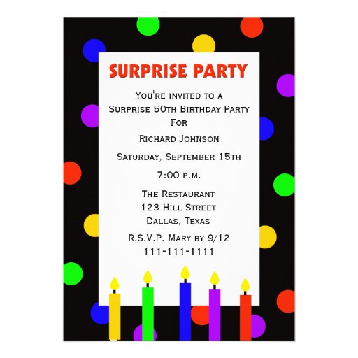 50th Surprise Birthday Party invitation -- Dots