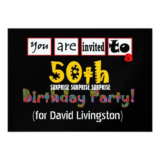 50th SURPRISE Birthday Party Metallic Template Invite