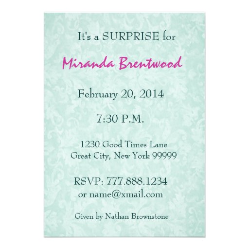 50th SURPRISE Birthday Party Pink and Teal Daisy Announcements
