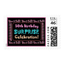 50th SURPRISE Birthday Party Stamp - Pink Candles