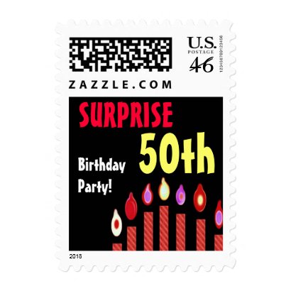 50th SURPRISE Birthday Party Stamp - Red Candles stamp