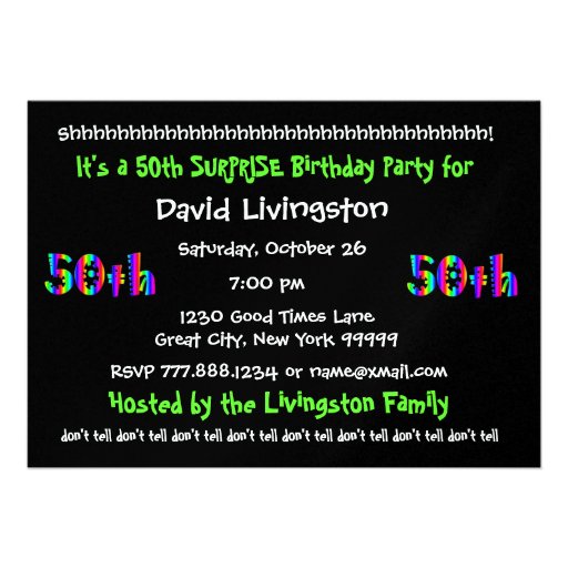 50th SURPRISE Birthday Party Template Custom Announcements