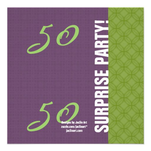50th SURPRISE Birthday Purple and Green Pattern v2 Invites