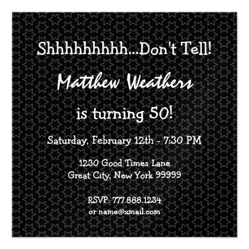 50th Surprise Birthday Red Black White Metallic Personalized Invites