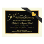 50th Wedding Anniversary Black Ribbon Invitations