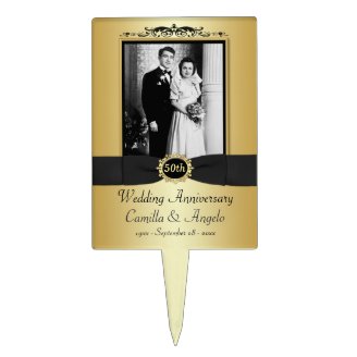 50th Wedding Anniversary Cake Pick with Photo
