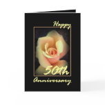 50th Wedding Anniversary Card with Yellow Rosebud