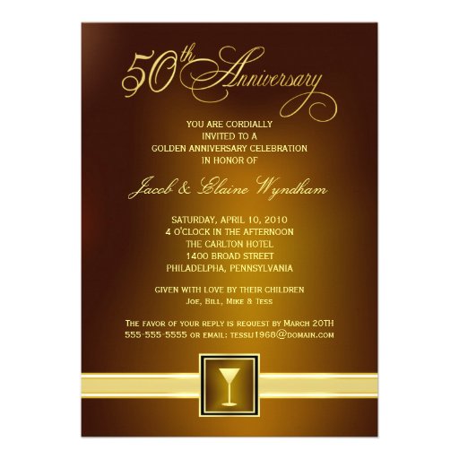 50th Wedding Anniversary Celebration - Modern Personalized Invitations