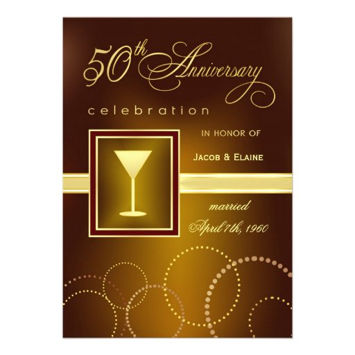 50th Wedding Anniversary Celebration - Modern Personalized Invitations