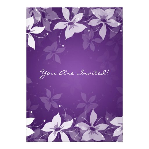 50th Wedding Anniversary Exotic Flowers Purple Personalized Invitations