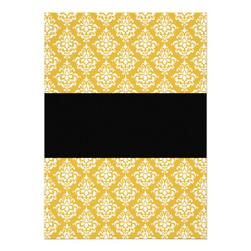 50th Wedding Anniversary Gold and Black Damask Personalized Invites