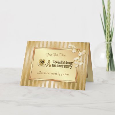 50th Wedding Anniversary Gold Greeting Cards by SpiceTree Weddings