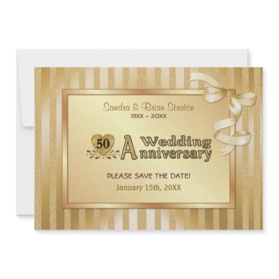50th Wedding Anniversary - Gold Personalized Invitation by SpiceTree_Weddings