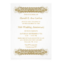 50th Wedding Anniversary Gold Scroll Party invitations