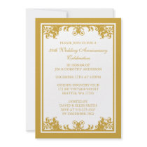 50th Wedding Anniversary Golden Flourish Scroll Personalized Invitation
