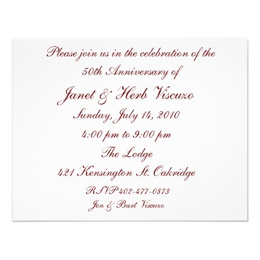 50th Wedding anniversary invitation announcement