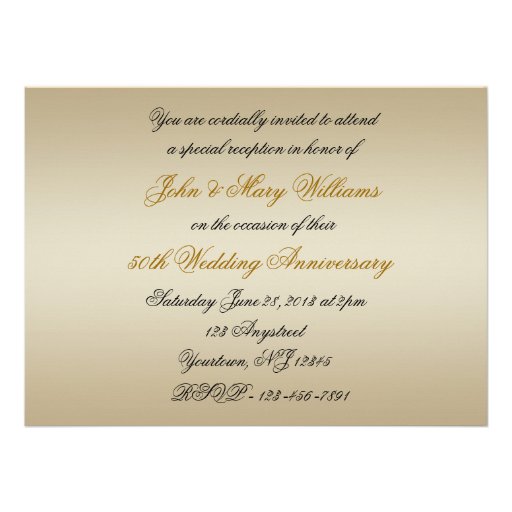 50th Wedding Anniversary Invitation Card
