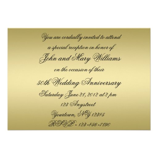 50th Wedding Anniversary Invitation Card